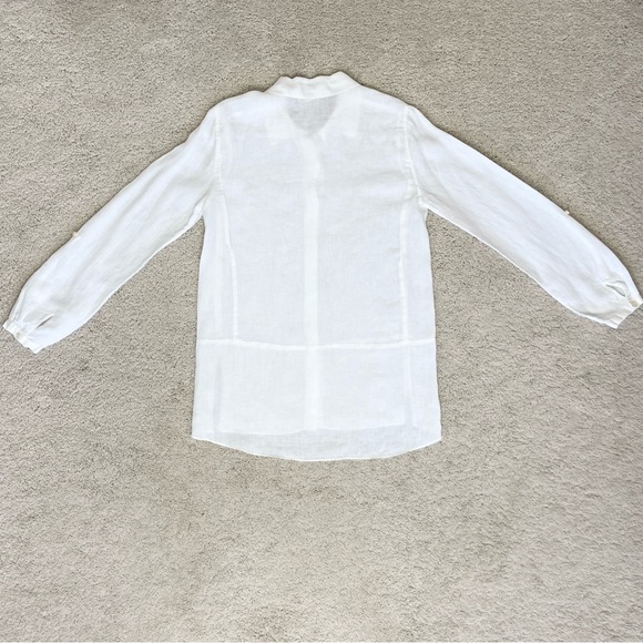 DKNY Pure Linen Convertible Sleeve Button Down Shirt - Picture 12 of 15